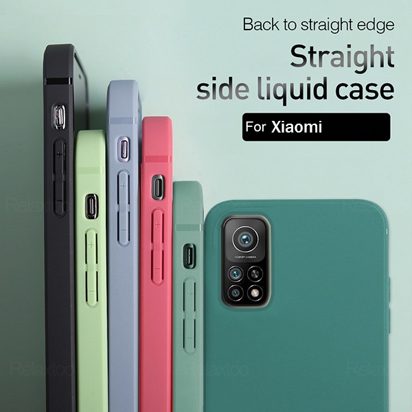 Xiaomi สําหรับ Xiaomi Mi 10T Pro 10 10 Pro 10 S 10 Lite ซิลิโคน Matte เคสโทรศัพท์สี Candy Luxury Square Macaron สี Liquid กันกระแทกกล้องป้องกันนุ่ม