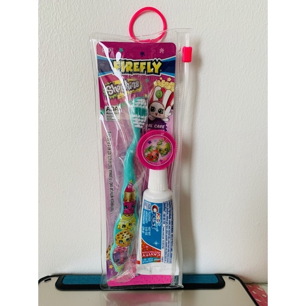 พร้อมส่งที่ไทย! Firefly Shopkins  Kid's Toothbrush Toothpaste Dental Oral Care Travel Kit