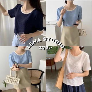 Lena Studio🌷พร้อมส่ง ♡ Minimal Simple Top เสื้อแต่งขอบแบบเรียบๆ ใส่ทำงานหรือเที่ยวก็เริ่ด