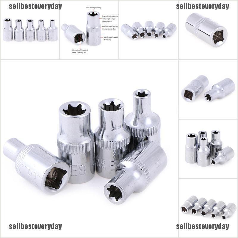 5PC 1//4 Inch Torx Star Bit Female E Socket Set Star Socket Wench head ToME