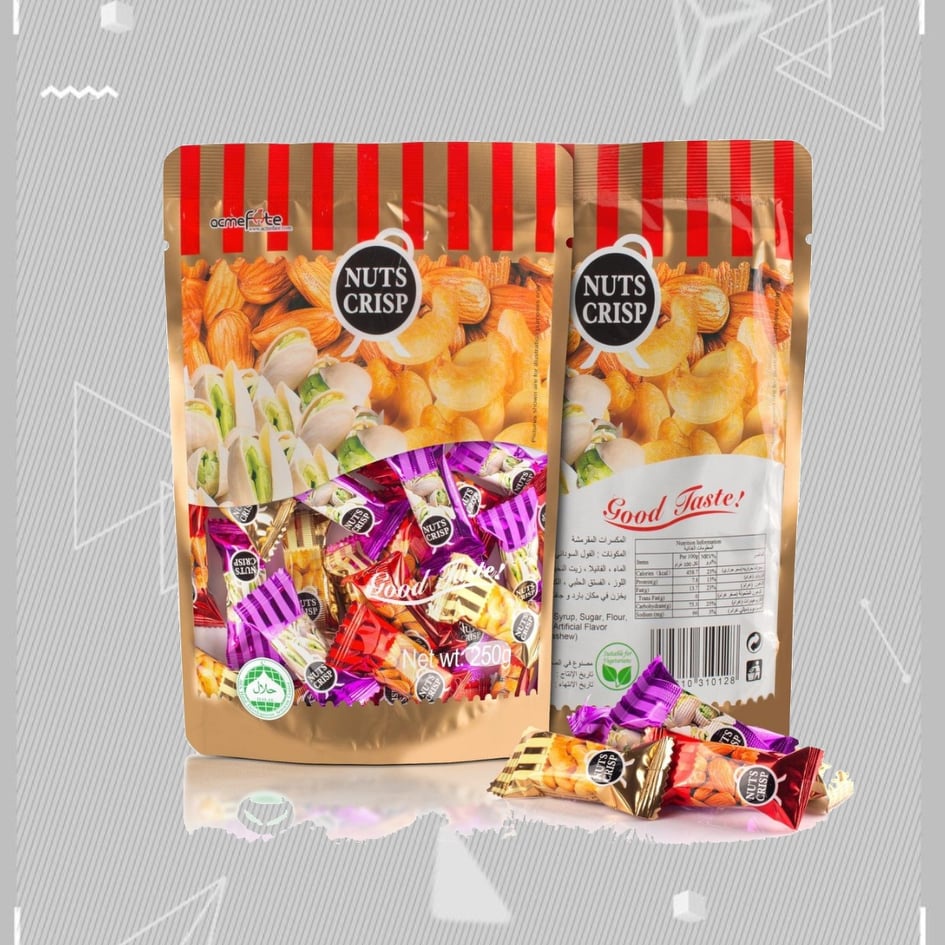 ขนมถั่วตุ๊บตั๊บ Nuts Crisp ถั่วอัดแท่ง อัลมอนด์ พิสตาชิโอ เม็ดมะม่วงหิมพานต์ แคลอรี่ต่ำ( 80g ขนมถั่วตุ๊บตั๊บ )