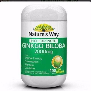 🔥Exp.03/2025 Natures Way Ginkgo Biloba 2000mg ขนาด 120 เม็ดใบแปะก๊วย