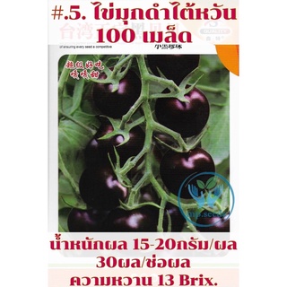 เมล็ด มะเขือเทศ ไข่มุกดำ ไต้หวัน  มะเขือเทศ เชอรี่สีดำ  Black Pearl  Tomato จำนวน 100 เมล็ด