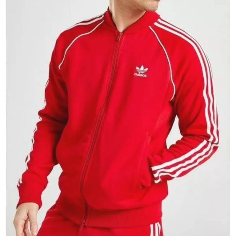 Adidas jacket red originals 3 stripes Super Stars full zip jacket