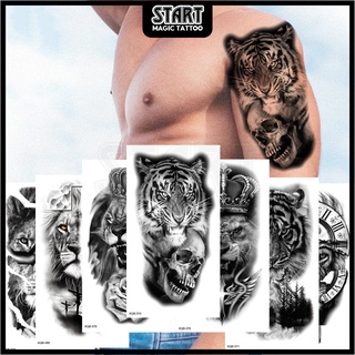 【Start Magic Tattoo】สติกเกอร์รอยสักชั่วคราว กันน้ํา ติดทนนาน 2 สัปดาห์ 210 มม. × 115 มม. 15 วัน 400