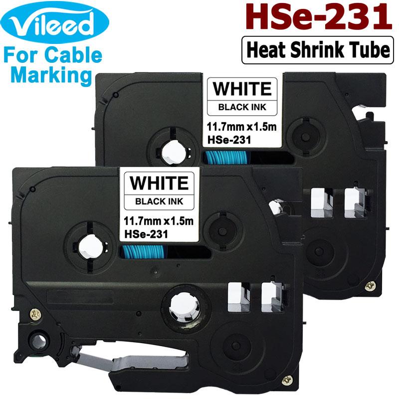 2PK ใช้งานร่วมกับ Brother HSE 231 HSE-631 ความร้อนหดหลอดเทปสติกเกอร์ P-touch PT-E110VP PT-E300VP PT-