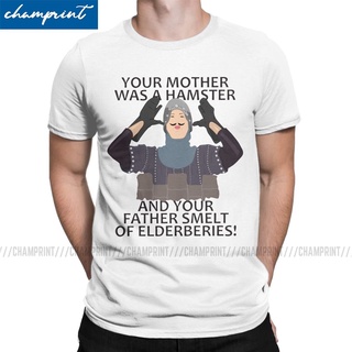 ผ้าฝ้าย 100%เสื้อยืด พิมพ์ลาย Monty Python French Taunting Your Mother Was A Hamster สีดํา สําหรับผู้ชายS-3XL