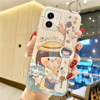 เคสโทรศัพท์มือถือ แบบนิ่ม ลายการ์ตูนเด็กผู้หญิง ประดับกลิตเตอร์ พลอยเทียม พร้อมสายคล้อง สําหรับ VIVO Y15A Y15S Y15S Y15S Y15A 2021