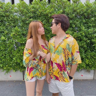 MM2301 ชุดคู่เสื้อเชิ้ตฮาวาย+ปาดไหล่ เนื้อผ้าสปันใส่สบายมากกก รอบนี้มาลายใหม่ค่ะ