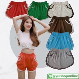 Yui กางเกงขาสั้นผู้หญิง กุ้นสลับสีมีกระเป๋า SIZE S - 2XL สาว…