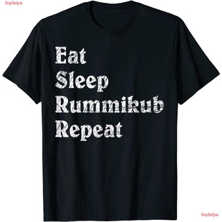 รุมมิกุ๊บ Vintage Eat Sleep Rummikub Repeat Grunge Effect T-Shirt เสื้อยืด ผู้ชาย ผู้หญิง คอกลม เสื้อแขนสั้น สินค้าพร้อม