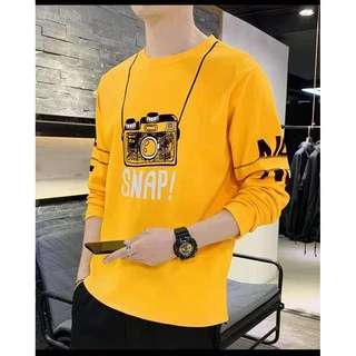 พร้อมส่งเสื้อยืดแขนยาวแฟชั่นผู้ชายลุคเกาหลี เนื้อผ้าดี ผ้าเนียนนุ่ม ใส่ไปไหนก็ดูเท่(T-023）