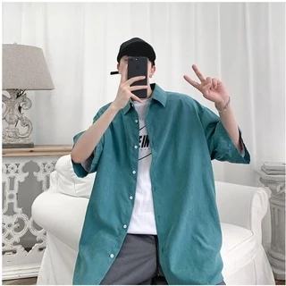 MNO.9 Shirt 1236 เสื้อเชิ้ตแขนสั้น ทรงหลวม สไตล์เกาหลี