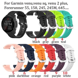 20 มม สายนาฬิกาข้อมือซิลิโคน สําหรับ สาย Garmin Venu , Garmin Venu sq Garmin Venu 2 plus สายนาฬิกา Garmin Forerunner 55 FR245 245Music สายนาฬิกา Garmin Forerunner 158, FR645,FR645Music Huawei watch GT 3 42 มม สายนาฬิกา Galaxy Watch 4 Strap