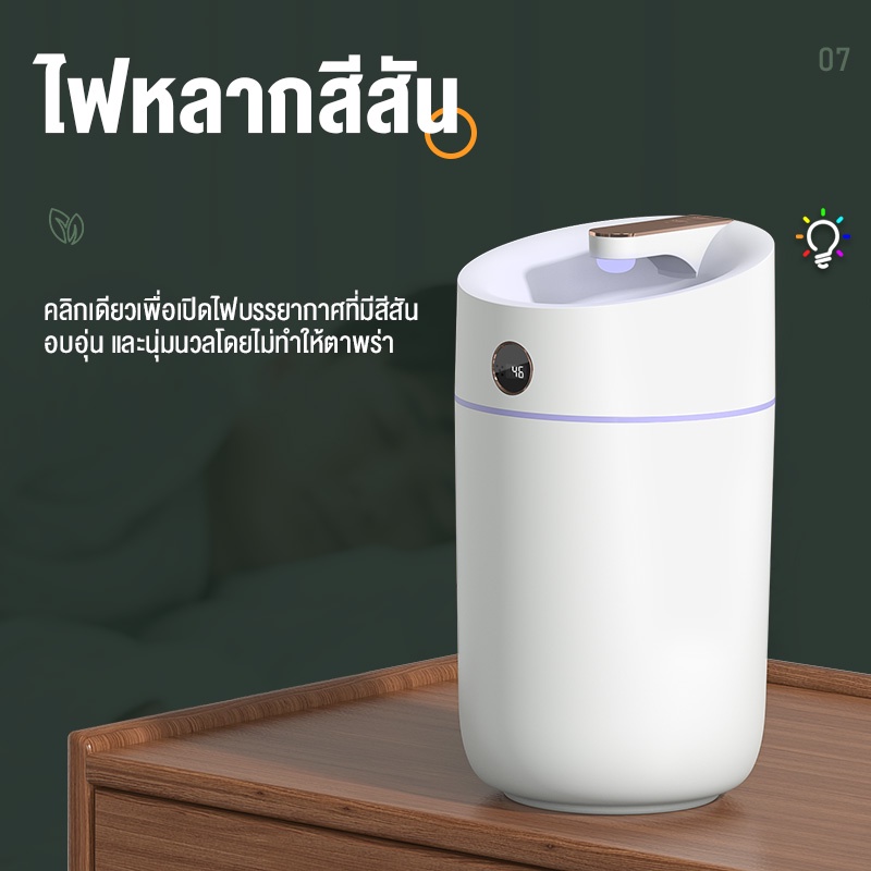KIVEE Humidifier 3L จอแสดงความชื้นอัจฉริยะ ไฟหลากสี เครื่องพ่นนาโน ความจุสูง เครื่องพ่นอโรม่า ใส่น้ำมันหอมระเหยอโรม่า - รูปที่ 5