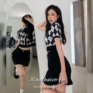 Xiaozhainv Plaid short-sleeved top