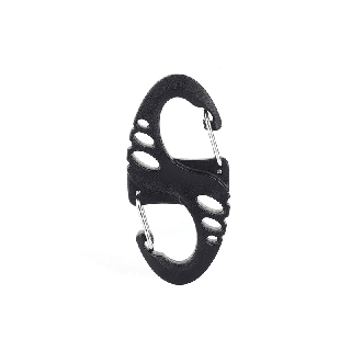 [หัวเข็มขัด EDC] พวงกุญแจหัวเข็มขัดคู่ Carabiner ประเภท S สีดําขนาดเล็ก