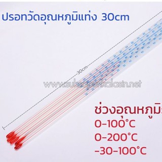 ปรอท ปรอทแก้ว 0-100, 0-200, -30-100องศาC วัดความร้อน ปรอทติดลบ วัดอุณหภูมิ เทอร์โมมิเตอร์ 30cm