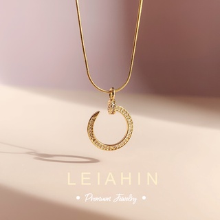 LEIAHIN สําหรับผู้หญิงสร้อยคอสเตนเลส ชุบทอง 18k จี้เพทาย ลูกบาศก์ เครื่องประดับแฟชั่น