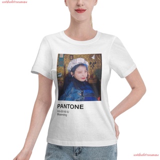 แฟชั่นที่กำหนดเอง ไอยู เกาหลีใต้ ดาว นักร้อง IU Blueming Pantone Tee Shirts Cotton Womens Basic Short Sleeve T-Shirt ผู