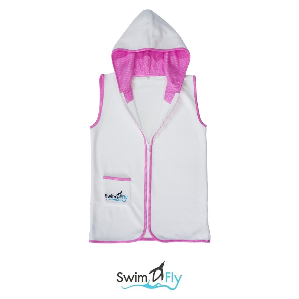 ชุดคลุมหลังว่ายน้ำ, SwimFly Hooded Swimming Robe (Sleeveless, Pink)