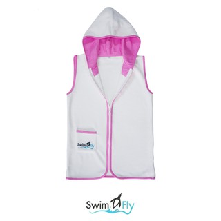 ชุดคลุมหลังว่ายน้ำ, SwimFly Hooded Swimming Robe (Sleeveless, Pink)