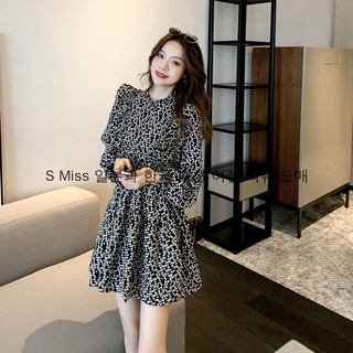 S Miss2022 new retro floral dress female fashion high waist slim slim short skirt