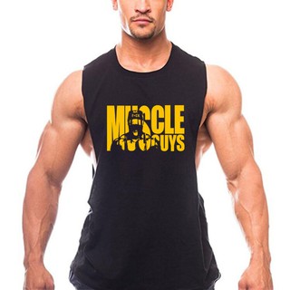 เสื้อกล้ามผ้าฝ้าย พิมพ์ลายตัวอักษร muscleguys