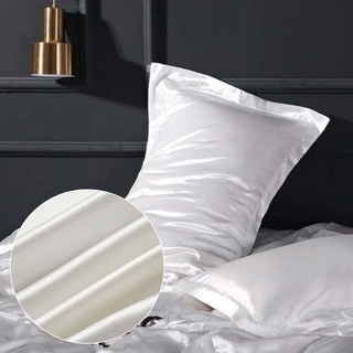 1pc Solid Color Double-sided Silk Pillowcase Mulberry Silk Ice Silk Wide Edge Pillow Single Pillowcase 48*70cm