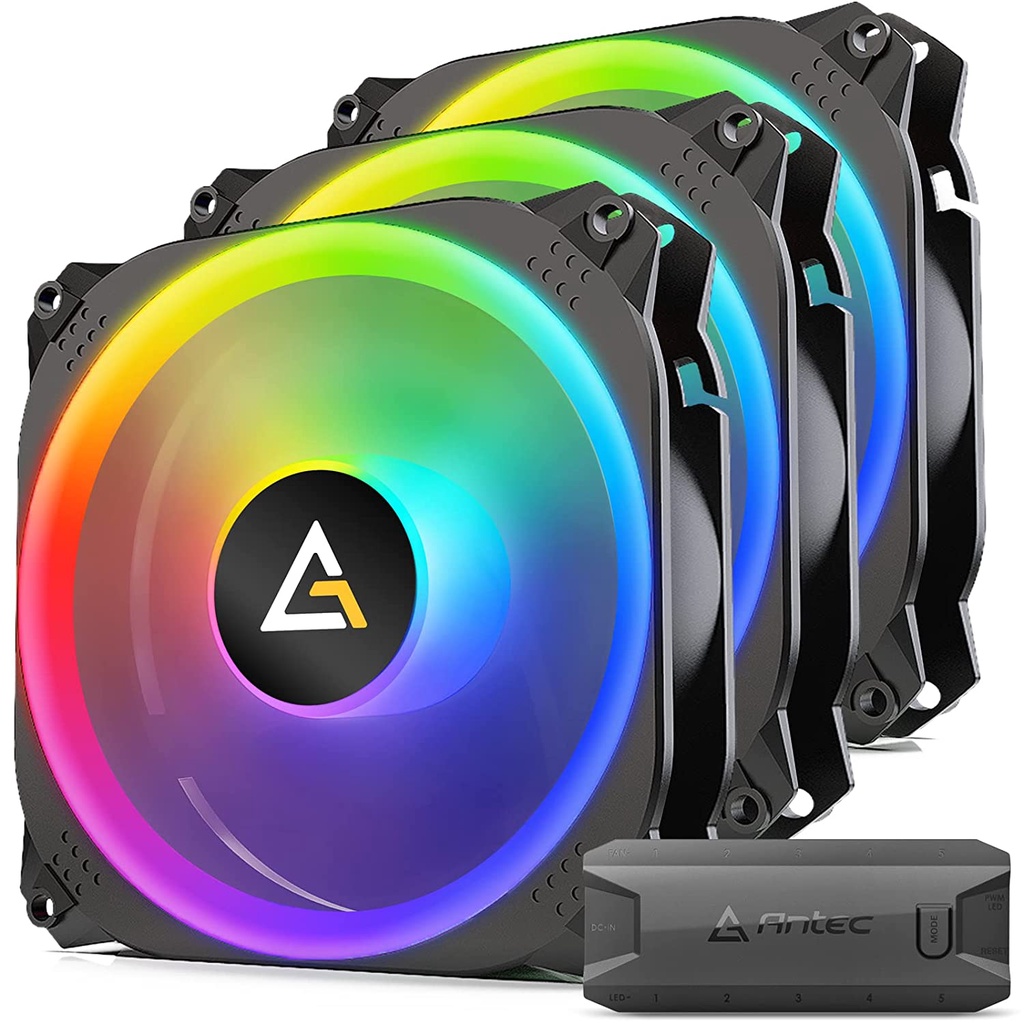 Antec Prizm X 3C 120,RGB Fans, 120mm Case Fan, Addressable RGB Fans, Prizm Series 3 Packs-  Black