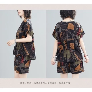 165#-ชุดเซทเเฟชั้นงานเกาหลี เสื้อเเขนสั้น+ขาสั้น พร้อมส่งที่ไทย ขุดเเข้าเซท