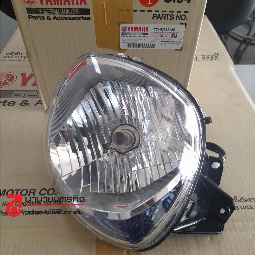 1YCH431000 ไฟหน้า Fino 115 Fi สีฟ้า รุ่นหัวฉีด แท้ มีขั้วไฟและหลอดไฟหน้า YAMAHA 1YC-H4310-00