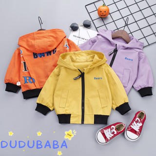 【 dudubaba 】 เสื้อกันหนาวมีฮู้ดพิมพ์ลายตัวอักษรสำหรับเด็ก 0 ~ 5 ปี