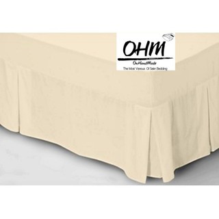 OHM Bed Skirt-กระโปรงเตียงแบบ 5 ทวิส ผ้าเครปซาติน 220 เส้น ขนาด 3.5 ฟุต (สีครีม)