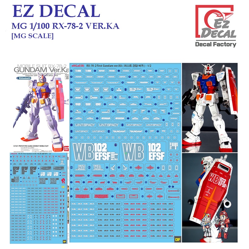 ดีคอลน้ำ [EZ DECAL] K13 MG 1/100 RX-78-2 VER.KA  [MG SCALE] PRE-CUT Water Decal