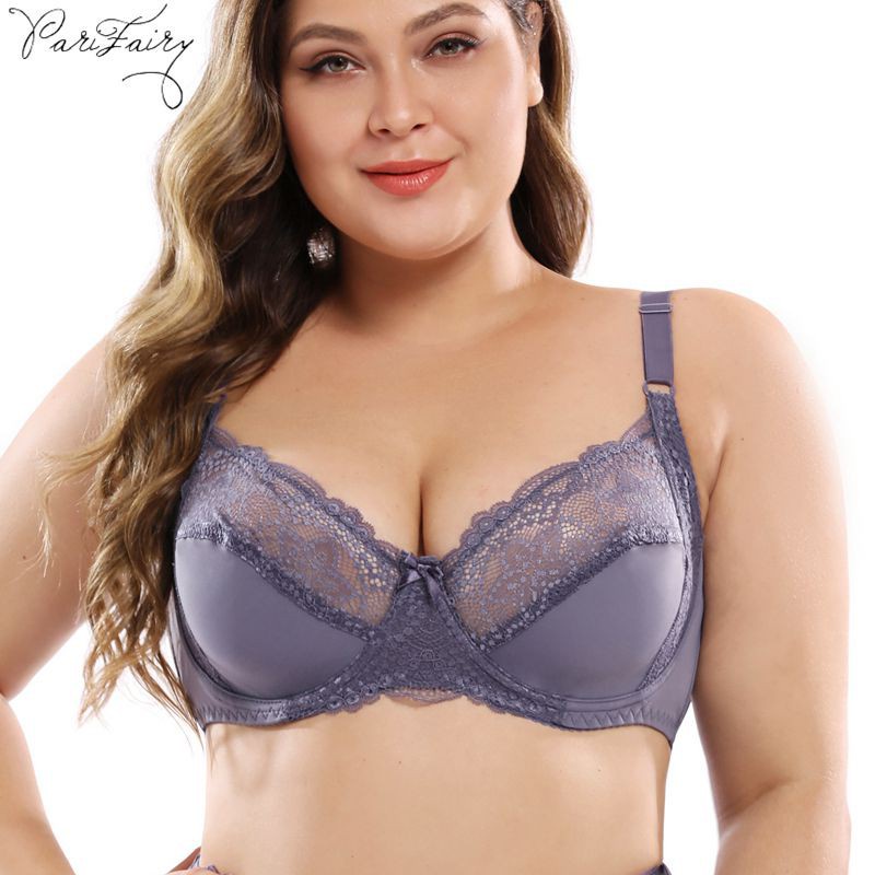 Parifairy ผู้หญิง Non-เบาะ Bra ชุดชั้นในเซ็กซี่ผู้หญิงลวด Bra 38D 40D 42D 44D 46D 48D -88709