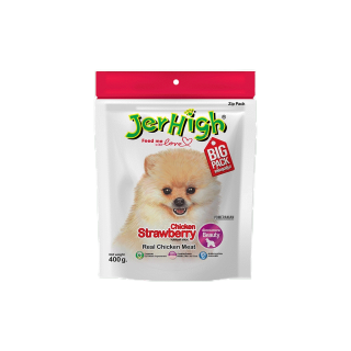 JerHigh เจอร์ไฮ ขนมสุนัข สตรอเบอร์รี่ สติ๊ก ขนมหมา ขนมสุนัข อาหารสุนัข 400 กรัม บรรจุ 1 ซอง