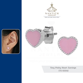 💎👩🏻‍⚕️ [เครื่องประดับ | ปลอดภัย] ต่างหู คนแพ้ง่าย : Tiny Pinky Heart Earrings (TS-0004) Nantich Jewelry