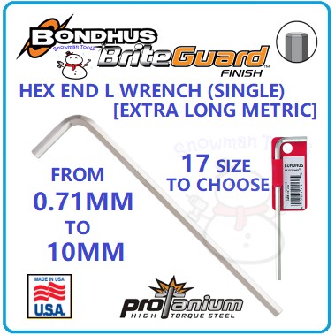 LONG METRIC ALLEN KEY BONDHUS BRITEGUARD ยาวพิเศษ HEX END L WRENCH SINGLE METRIC CHROME HEX ALLEN KE