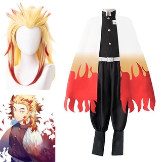 Demon Slayer Kimetsu No Yaiba Rengoku Kyoujurou Cosplay Costume Kimono Robe Suit Anime ลดเหล อ 487