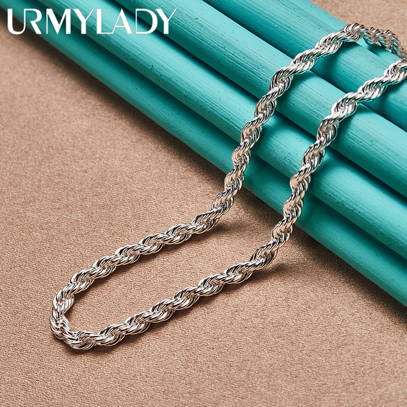 Urmylady สร้อยคอโซ่เงินแท้ 925 10 มม. 20 นิ้ว เครื่องประดับแฟชั่น สําหรับผู้หญิง งานแต่งงาน ปาร์ตี้