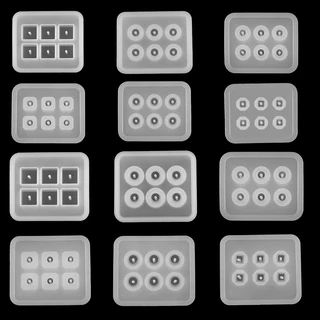 6ช่อง แม่พิมพ์ซิลิโคนทำลูกปัด ทรงกลม/เหลี่ยม/รี มีรูในตัว สำหรับเรซิน DIY อุปกรณ์ทำเครื่องประดับ