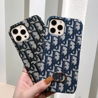 for iphone case เคสโทรศัพท์มือถือ ผ้าแคนวาส ลายโลโก้โลหะ สีดํา ฟ้า สําหรับ with iphone 13 case xs max xr 11 pro max 7 8plus 12 pro max