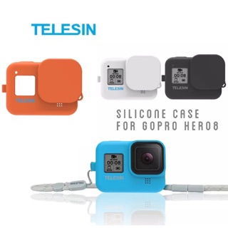 TELESIN GoPro Hero 8 Soft Silicone Case Housing With Adjustable Handle Wrist Strap ซิลิโคนโกโปร 8 พร้อมสายคล้องคอ