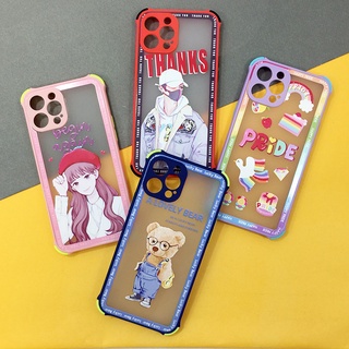 พร้อมส่งREALME C21/C25เคสกันกระแทกกันกล้อง เคสกันเลนส์กล้อง หลังขุ่น การ์ตูนน่ารัก ขอบสี เคสแฟชั่น