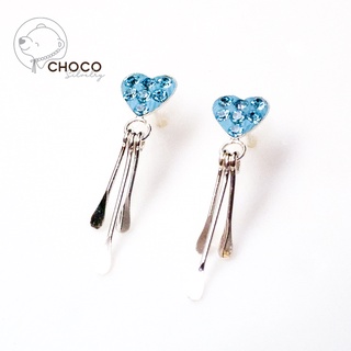 (S925) ต่างหูหัวใจเงินแท้ เพชร CZ ET94 Sterling Silver Heart Stud Earrings