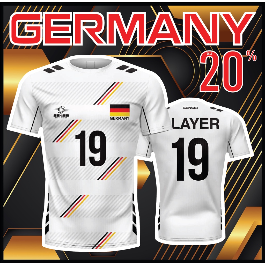 ใส่โค้ดSENSEI10Pลด10% เสื้อแขนสั้นพิมพ์ลาย(หน้า-หลัง) ลายGERMANY2