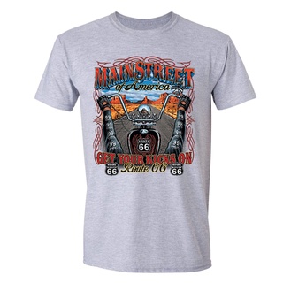 2019 ขายดี ใหม่ เสื้อยืดลําลอง แขนสั้น พิมพ์ลาย Route 66 Motorcycle Garage USA American Biker แฟชั่นฤดูร้อน สําหรับผู้ชา