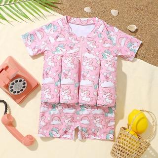 FU FU SHOP พร้อมส่ง ชุดว่ายน้ำยูนิคอนสีชมพู ชุดว่ายน้ำเด็กหญิง มีโฟมน้ำในตัวพร้อมส่ง ชุดว่ายน้ำมาใหม่