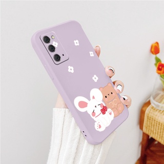 เคสกระต่ายกับหมีเคสมือถือ ซิลิกาเจลเหลว Phone Case For Samsung Galaxy Note 20 Ultra 20Ultra 10 Plus 10Plus 9  กันกระแทก การป้องกันเลนส์กล้อง ปกหลังแบบอ่อน